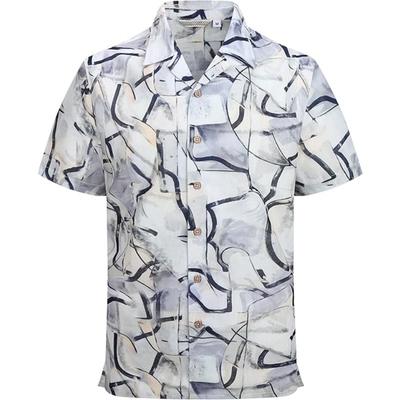 Men's Digital Printed Polyester Fiber Shirt Short Sleeved Casual Summer Hawaiian Beach Shirt