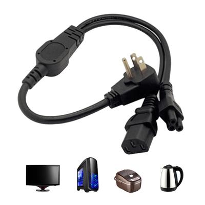 Practical Power Extension Cable 0.5M/1.64FT Power Cord Convenient Power Adapter Cable 5-15P TO C13+C5 Power Cable
