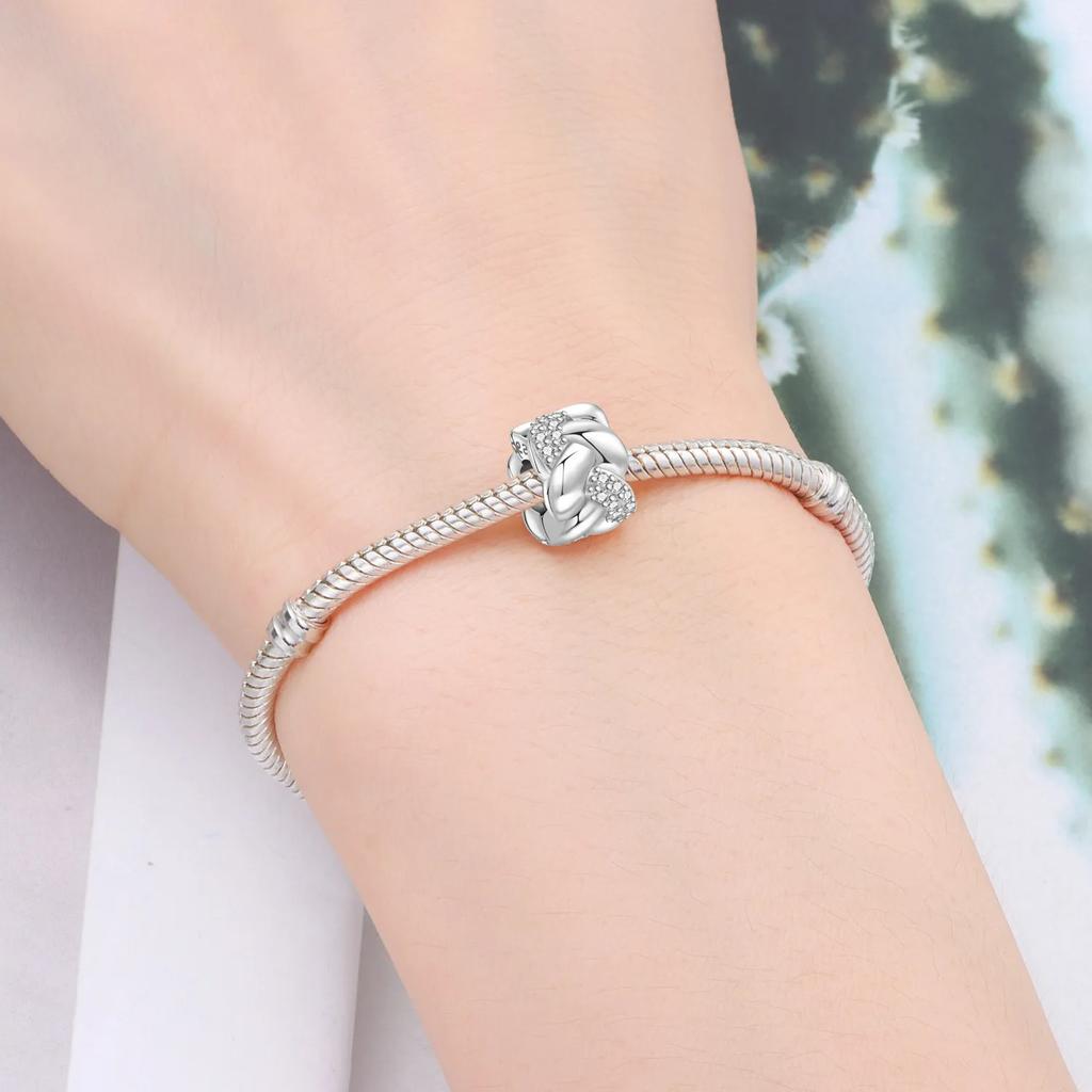 Charms Original Copper Golden Twisted Bead White Zircon Beads Fit Bracelet Women Jewelry Diy Fine Gift Accessory