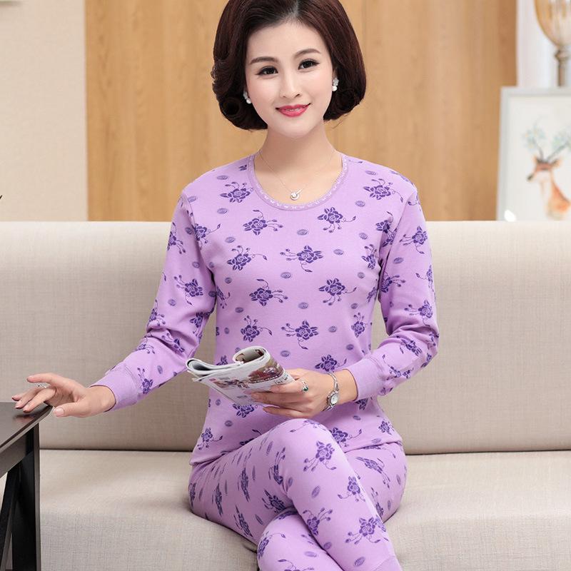 

Женский комплект термобелья из чистого хлопка для людей среднего и пожилого возраста - тонкий, большой размер, осенняя одежда 4XL (82.5-92.5 kg)