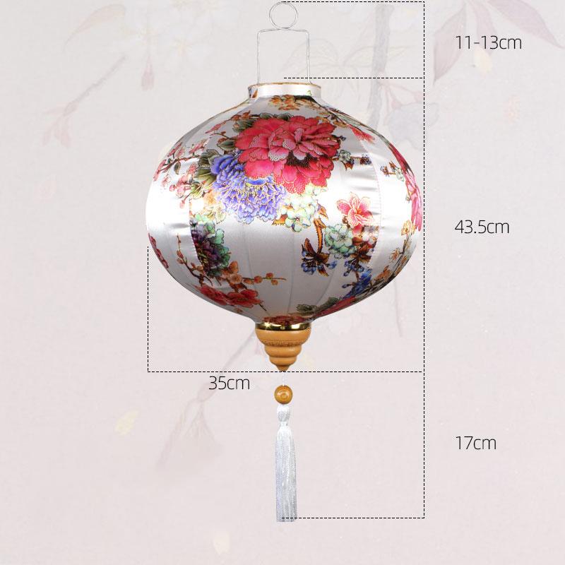 14 Inch Retro Chinese Silk Lanterns Japan Vietnam Mid-autumn Lantern For Outdoor Wedding Spring Festival Party Hanging Decor