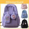 Girl Oxford Print Backpack Breathable Laptop Compartment School Students Use