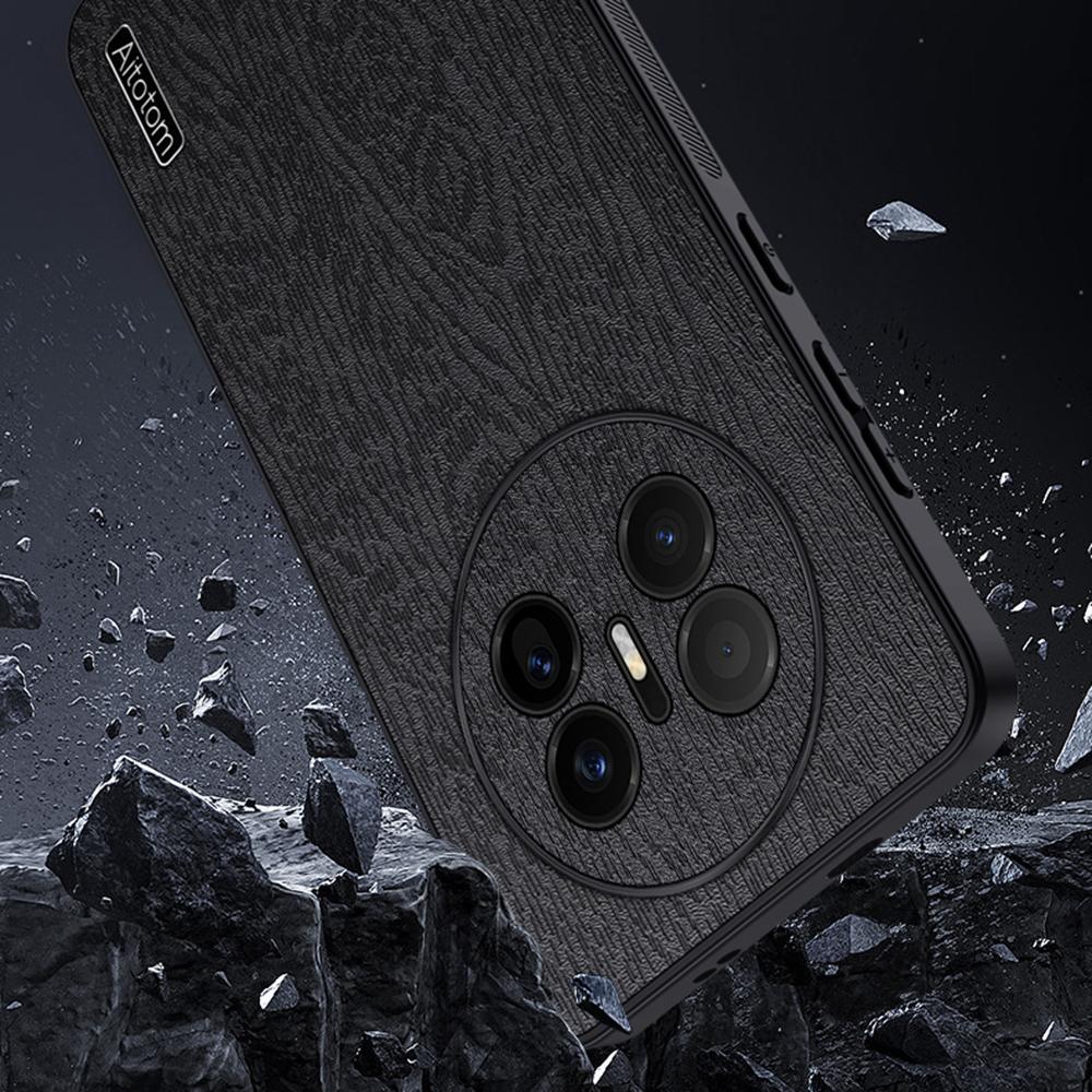 For Huawei Mate 70 Air Case Wood Texture PU Leather Coated PC TPU Phone Cover