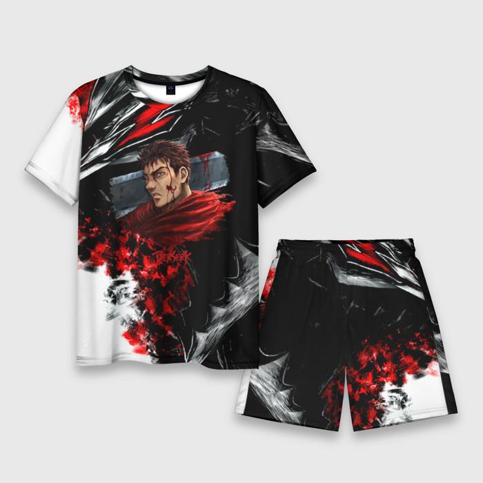 

Літня чоловіча футболка Шорти Аніме Берсерк 3D принт Футболка з короткими рукавами Пляжні шорти Комплект з 2 предметів Величезний спортивний костюм для відпустки M