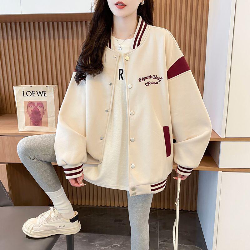 2025 New Arrival Women's Fleece Baseball Hoodie for Junior & Senior High School - Early Autumn/Spring