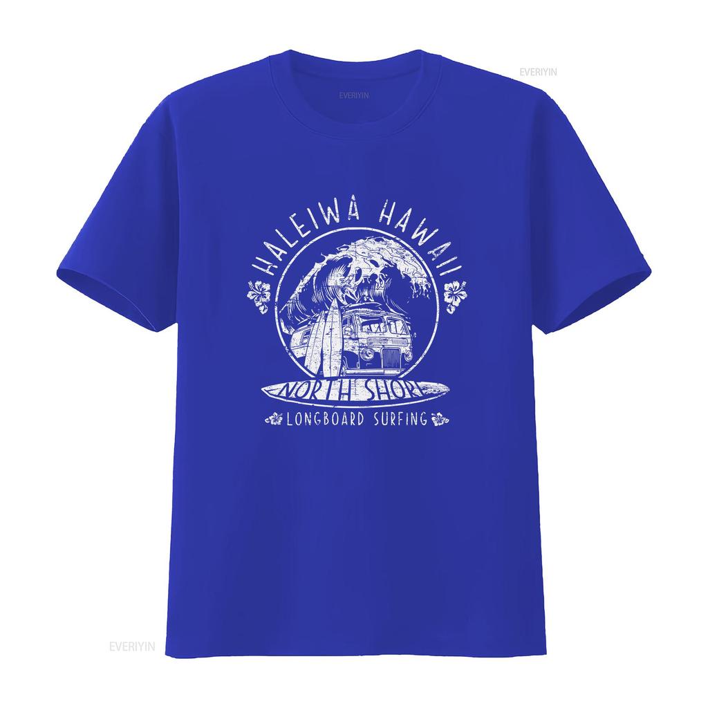 Haleiwa Hawaii North Shore Maglietta Longboard Surf Surfisti Hawaiano vintage Lavato uomo Unisex Traspirante Leggermente Casual