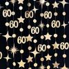 Champagne Gold 60th Birthday Decorations Number 60 Circle Dot Star Garland Metallic Streamer Banner for Women Mens Cheers to 60 Years Old Birthday