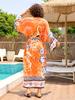 EDOLYNSA Böhmische bedruckte Bikini-Vertuschungen, elegantes Kimono-Kleid mit Gürtel, Tunika, 2024 Sommer, Damen, Übergröße, Strandbekleidung, Badeanzug-Vertuschungen Q996
