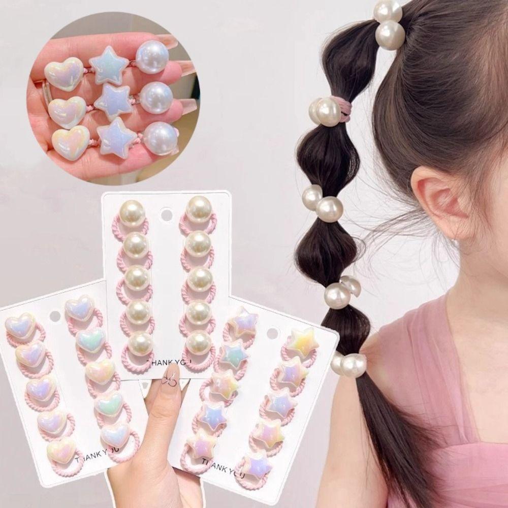10pcs Star Heart Love Heart Star Hair Ties Headwear Kids Hair Ropes Cute Elastic Rubber Band  Baby