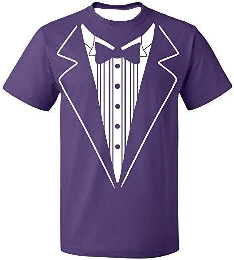 Men Funny Gentleman Fake Tuxedo Print Short Sleeve T Shirt