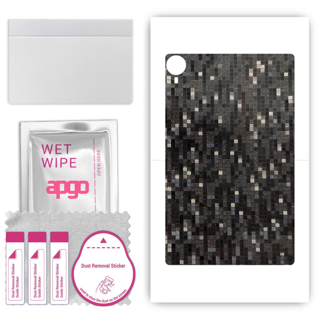 apgo Protective Skin Sticker for the back compatible with Teclast P25T, Wrap Film, Foil, Vinyl - Pattern Carbon Black Pixel