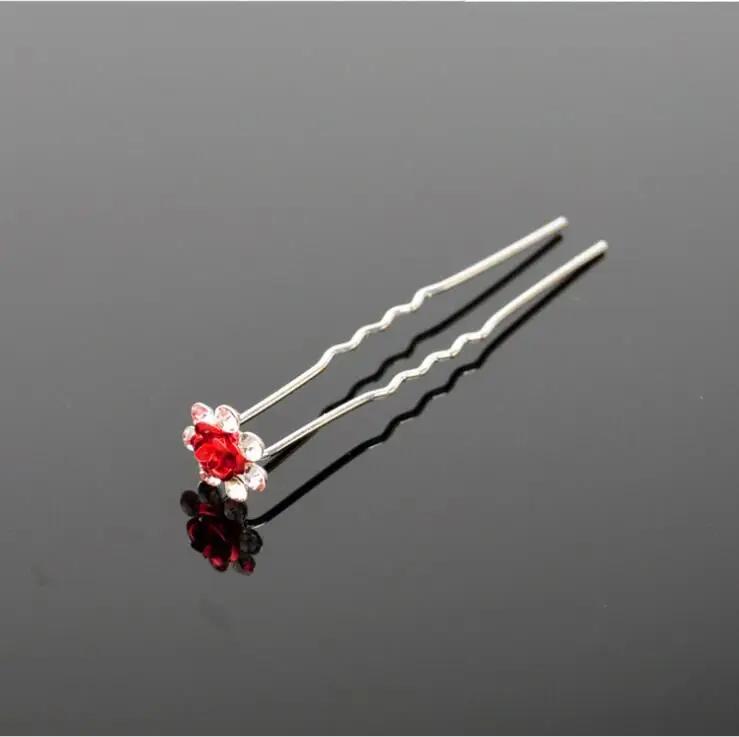 Rose Flower Silver Pin Diamond Hair Accessories Single Women's Hair Jewelry Beautiful Fashion Decoration