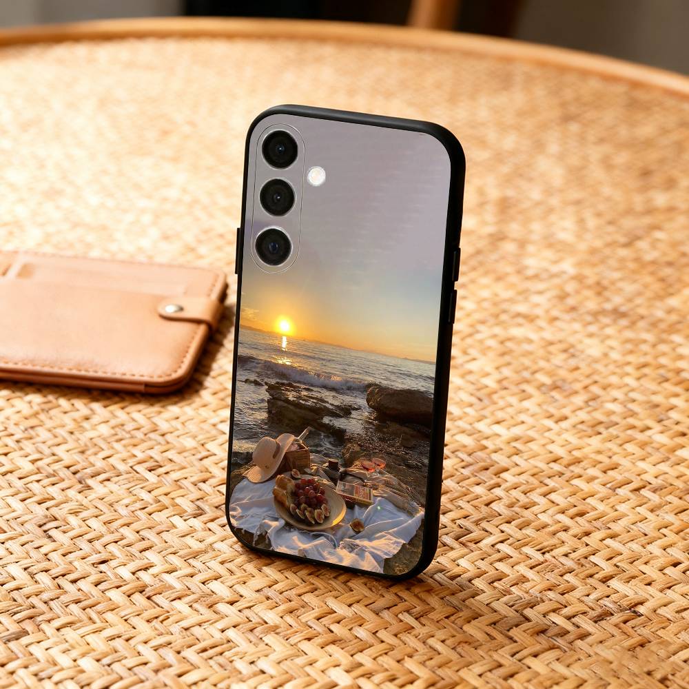 Sunset AND Seaside Phone Case For Samsung  A73,72,71,A52,51,40,41,A22,A32,31,A13, Soft Black Shell