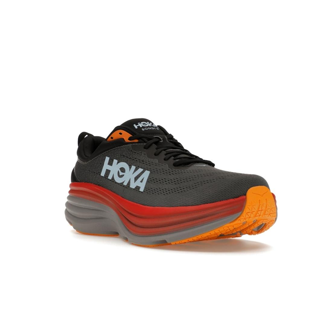 HOKA Bondi 8 Anthracite Blue Red Men Sneakers Grey Castlerock 1123202-ACTL