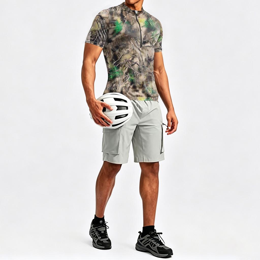 Men's Breathable Quick Dry Cycling Jersey Short Sleeve Half Zip Athletic Shirt Lightweight Performance Top for Outdoor Sports