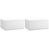 2 Piece Nightstand Set With Drawer And Floating Design In Particleboard And Mdf 49x38x23 Cm White