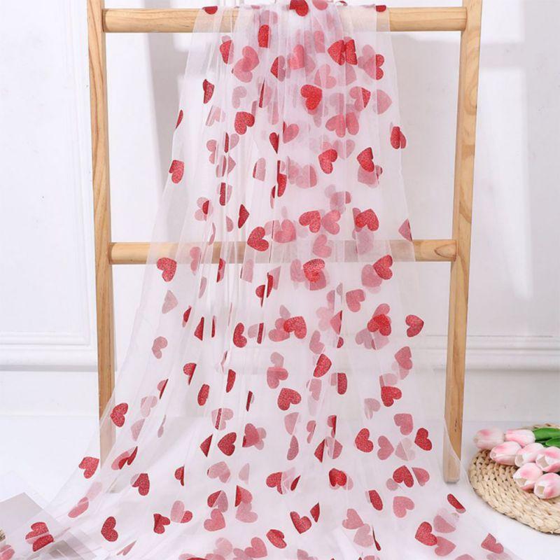 

75*300cm Heart-Patterned Mesh Table Runner Tulle Table Decoration