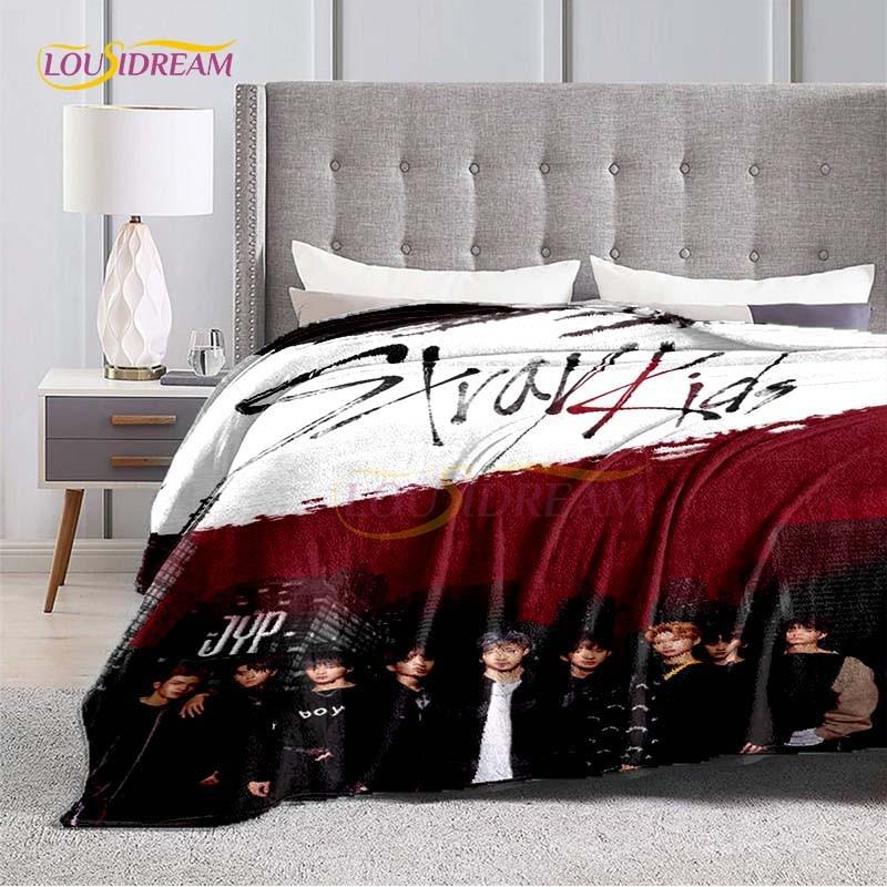 Nieuw Kpop Sterren Stray Kids Plaid Zachte Dekens voor Bedden Bankhoes Winter Beddengoed Queen Size Kamer Decoratie Fans Cadeau Picknick