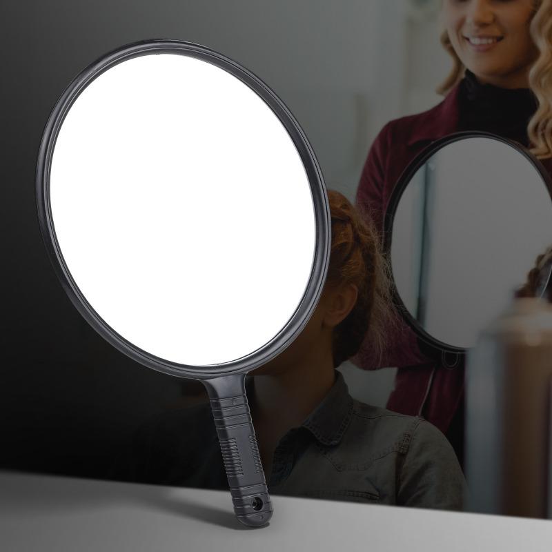 Large-sized Handheld Mirror for Beauty and Hair Care, Round Handle, Makeup and Rearview Mirror