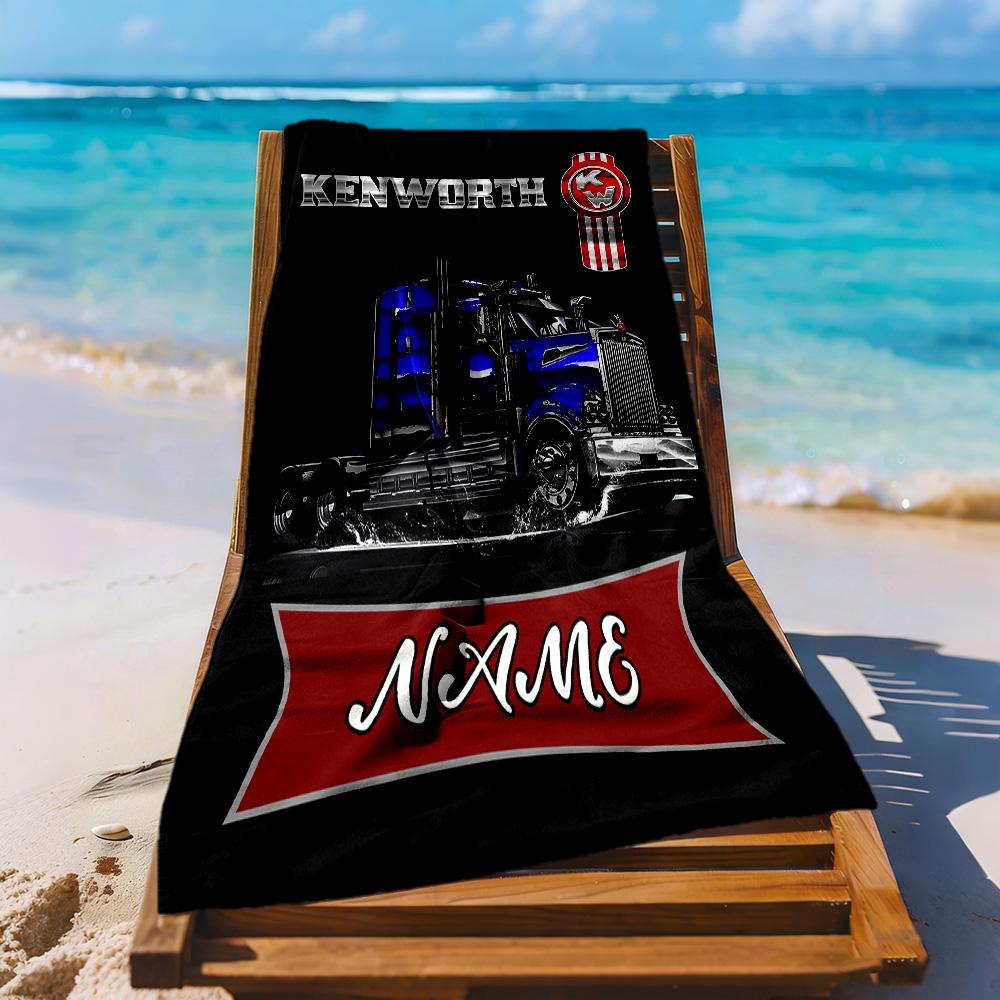 Kenworth Truck Pride Customize Text Beach Towel Soft Durable Quick-Dry Suitable for Sports Travel Swimming Yoga Bathroom Beach And Pool