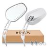 WOWTK Chrome L & R 8mm Rearview Mirrors for Harley FLSTC FXDB Dyna FXDF FLSTF