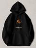 Black Pullover Hoodie with Tropical Sunset Palm Tree Island Graphic Print Casual Long Sleeve Sweatshirt with Kangaroo Pocket for D