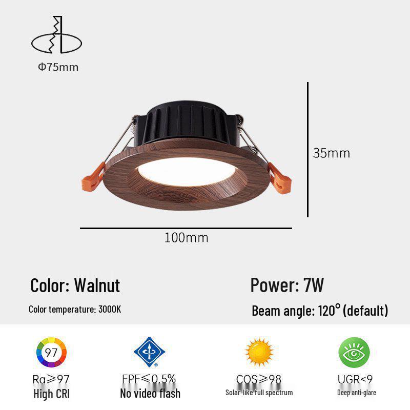 

Светодиодный потолочный светильник во французском винтажном стиле, дизайн с деревянным цилиндром, защита глаз. 10CM-7W