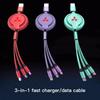 Car Fast Charging 3 In 1 Stretch Data Cable Apple Android Charger For Mitsubishi Xforce ASX L200 Eclipse Cross Outlander Pajero NH9