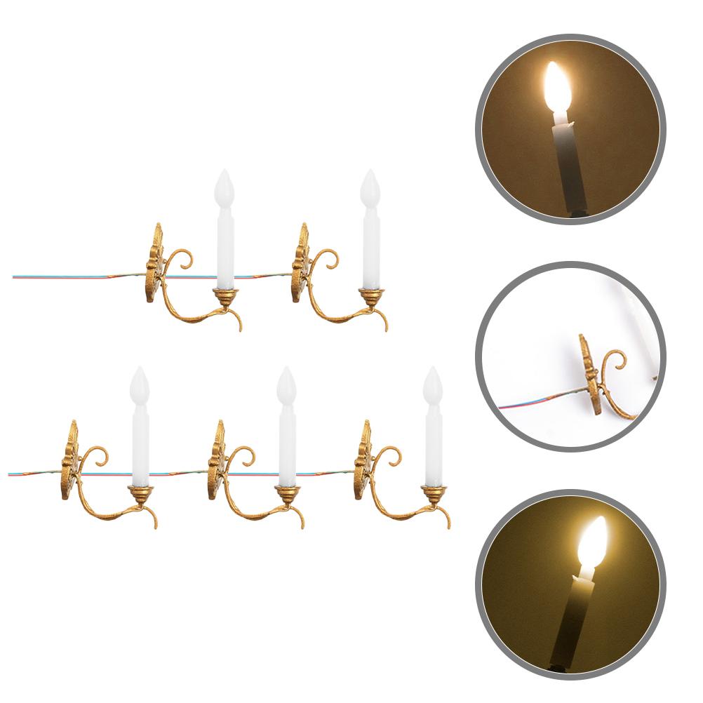 5pcs Mini House Wall Lamps Mini Landscape Lights Sand Table Layout Wall Lamp Decors