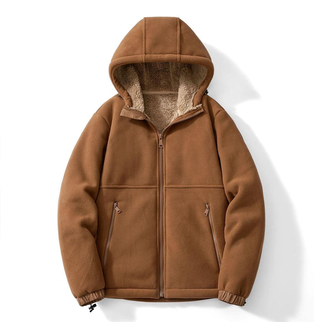 Herbst- und Winter Herren Fleecejacke, Neuer Schwerlast-Casual-Hoodie, Lammfell und Dickes Fleece Warmer Cardigan-Mantel