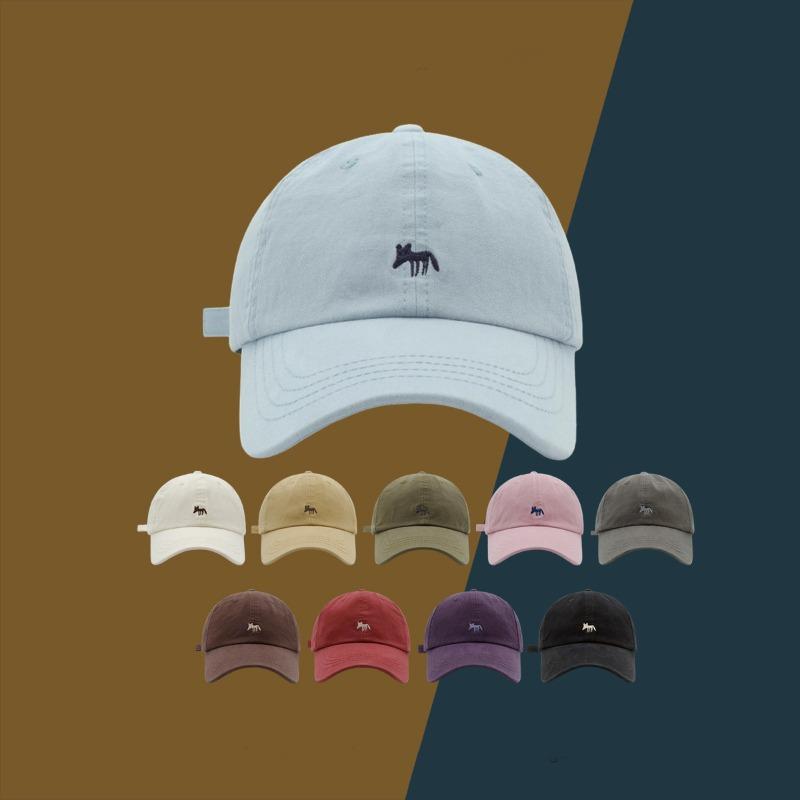 Cute Versatile Little Fox Embroidered Baseball Cap Men's and Women's Spring and Summer Street Fashion Cap Showing Small Face