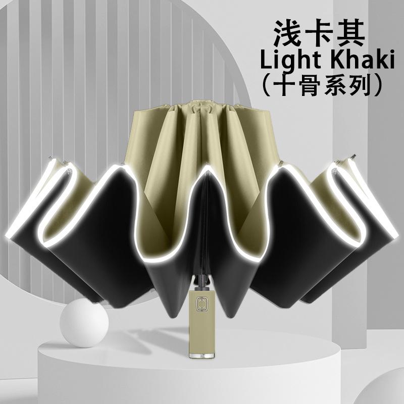 Customized spot automatic ten-bone vinyl umbrella sunscreen automatic umbrella enlarged windproof three-fold umbrella wholesale source manufacturer
