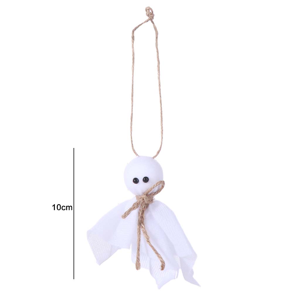6Pcs White Ghosts Halloween Cloth Ghosts 3 Inch Hanging Ghost Pendant Yard Tree Decor