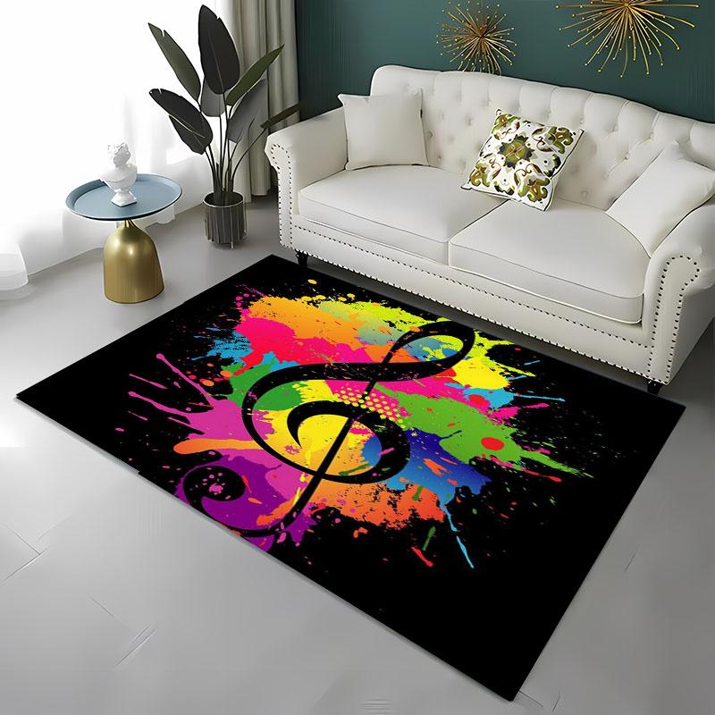 3D Beautiful Music Notes Area Rug Large,Carpet Rug for Living Room Bedroom Sofa Kitchen Decoration,Kid Play Non-slip Floor Mat