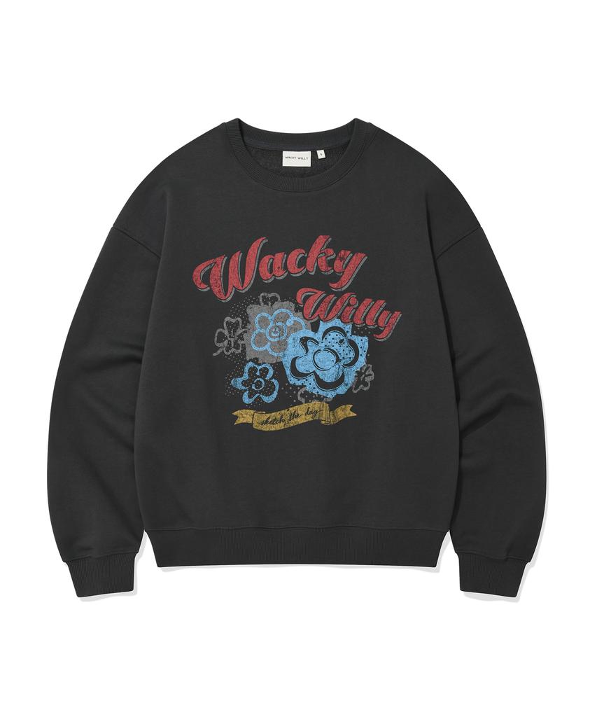 WACKY WILLY Women'S Vintage Graphic Sweatshirt Charcoal