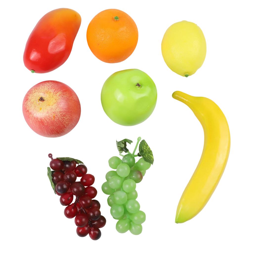 8PC Lifelike Artificial Fake Fruit Plastic Simulation Orange Banana Grape Lemon Market Party Ornament Kitchen Wedding Decor Prop