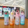 Creative Diamond Frosted Plastic Water Bottle With Tea Strainer Portable Straight Drink Water Bottle With Tea Separation Sticker
