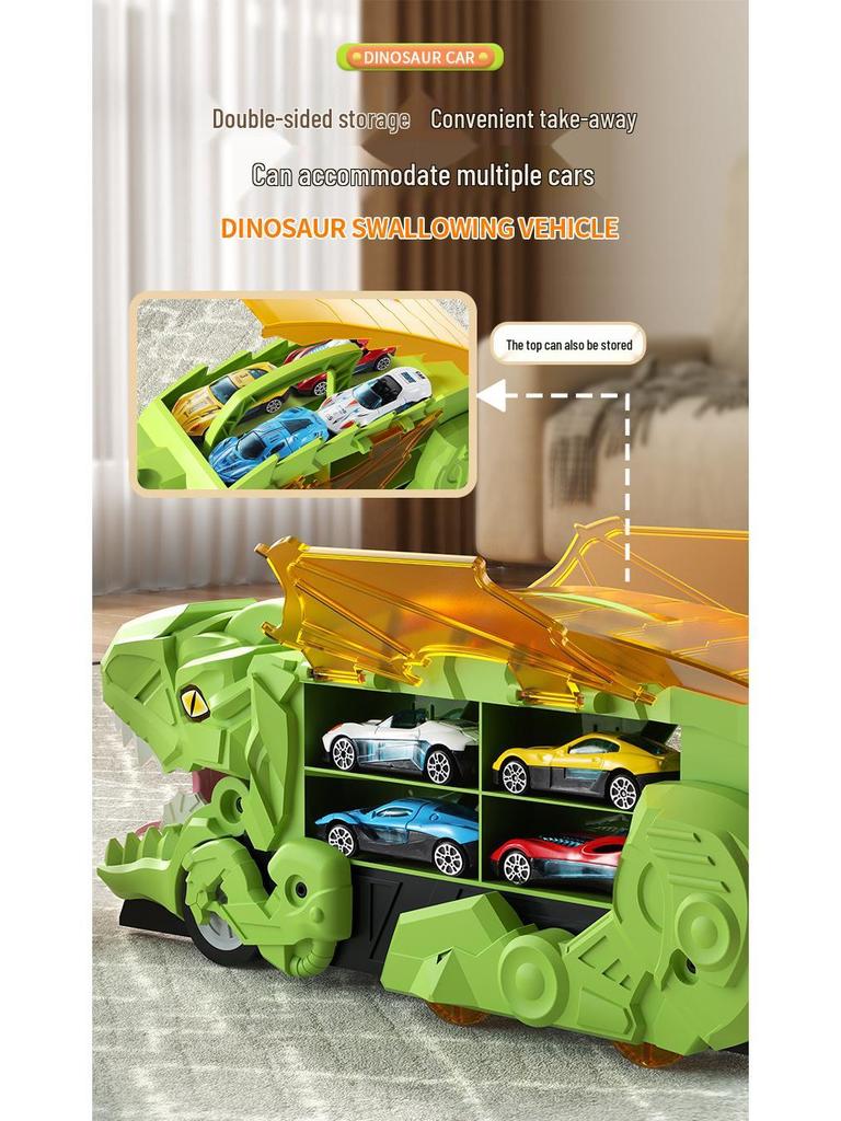 Transforming Dinosaur Track Car: Alloy Slide & Storage Toy for Kids