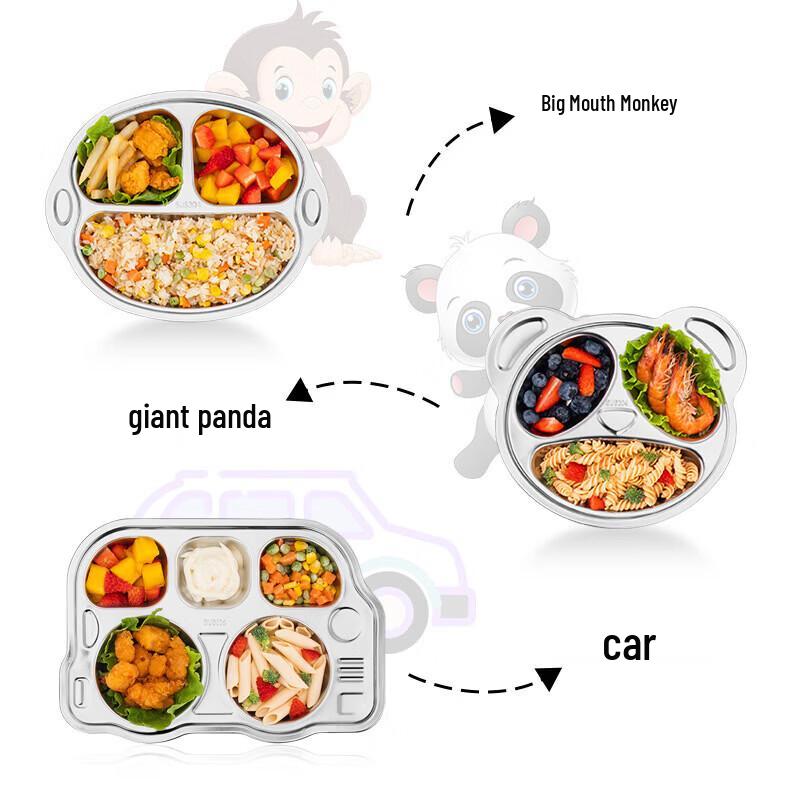 Shengjia 304 Stainless Steel Divided Cartoon Kids' Meal Plate