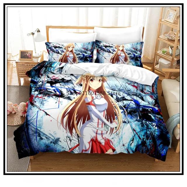 

Аниме Sword Art Online Постельный комплект 3D-принт Пододеяльники Наволочки Детское постельное белье Постельное белье Роскошный домашний текстиль Домашний декор US Twin(172x218cm)