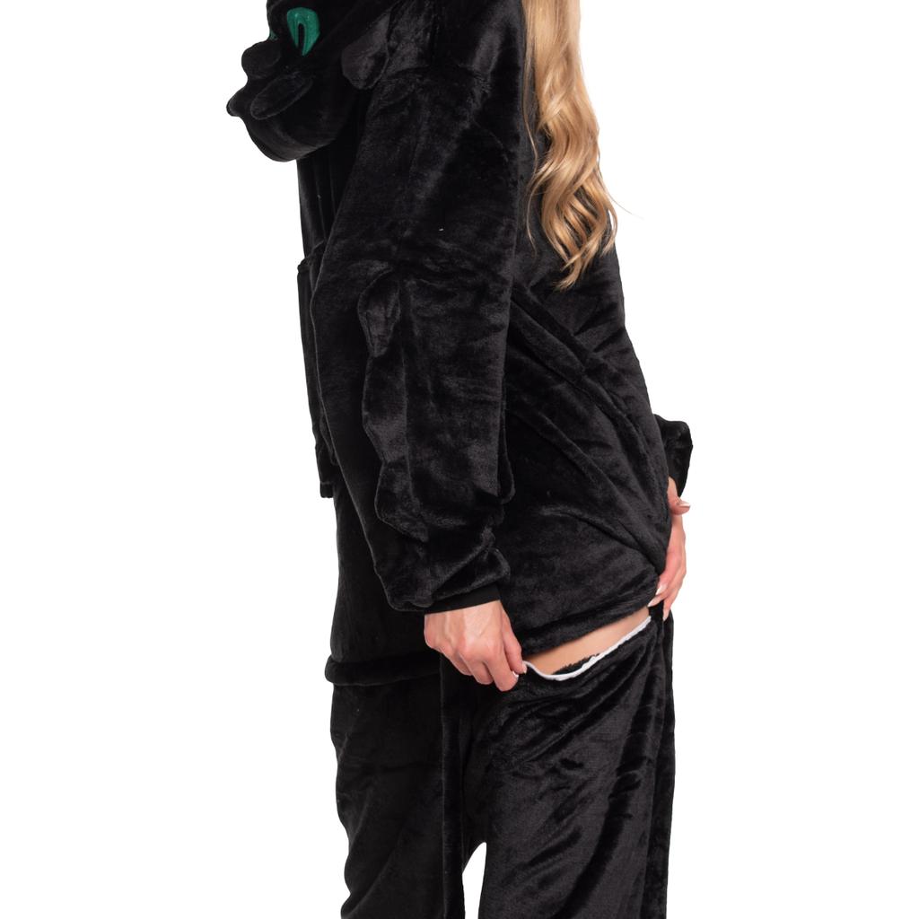 Piżama damska kombinezon kigurumi onesie smok szczerbatek czarny 165-175 l