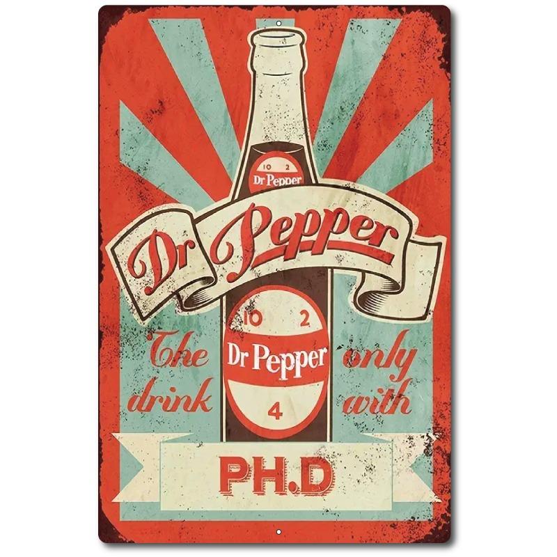 

Dr Pepper Вінтажна металева табличка, Ретро металевий декор для домашнього бару