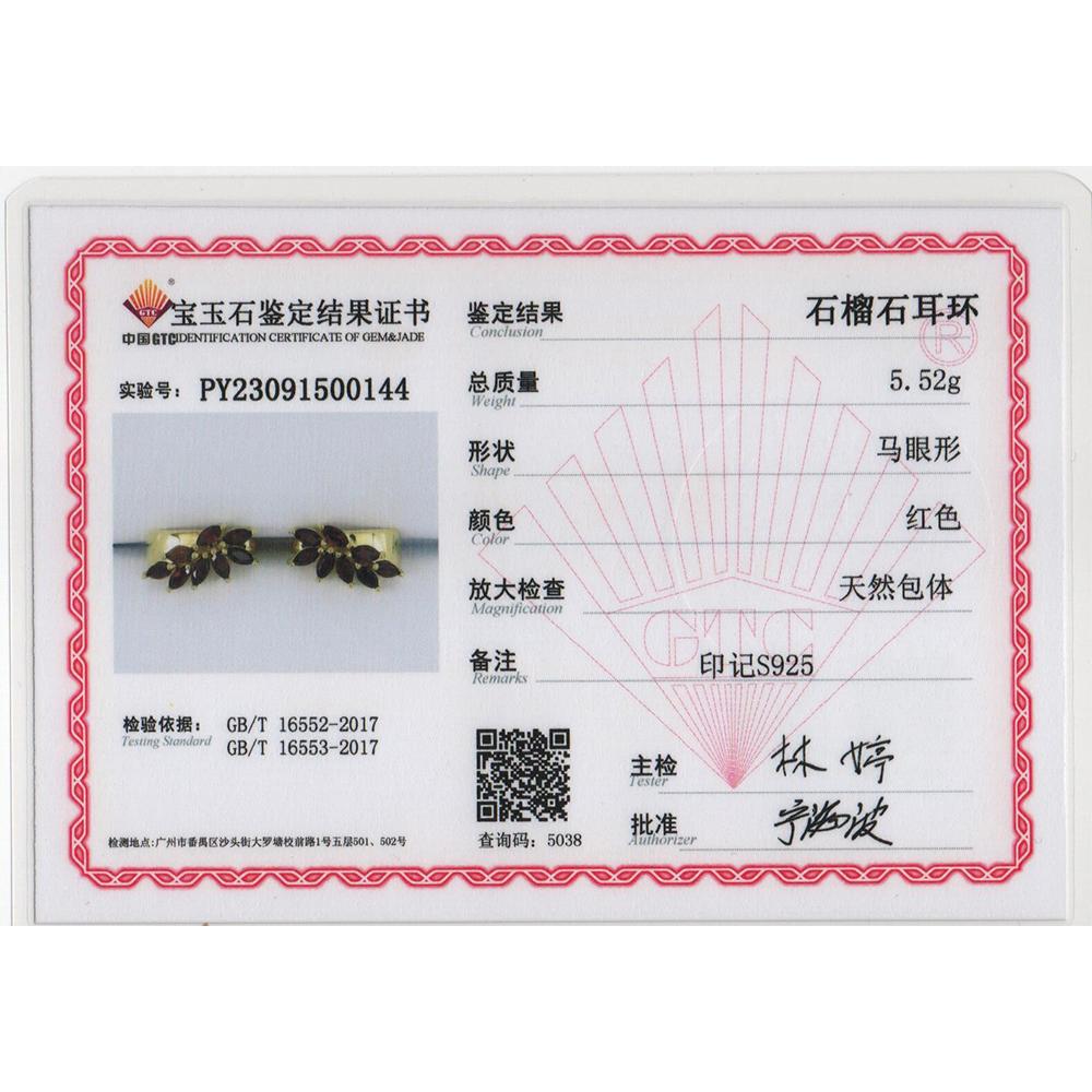 Nya mönster Smyckesset med naturlig röd granat ädelstensring örhänge 925 sterling silver 18k guldplätering fina smycken för kvinnor