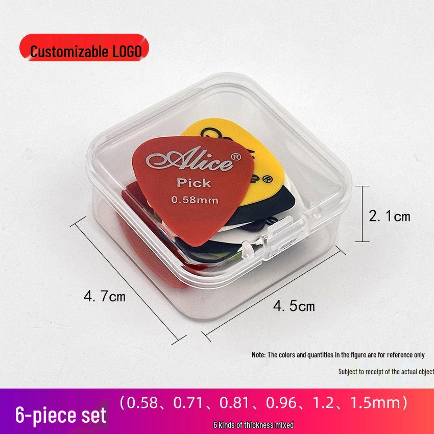 

Alice Guitar Picks - ABS Resin Frosted/Glossy Finish, 6 Picks Per Box, Total 600 Pieces. Frosted (6 different thicknesses)