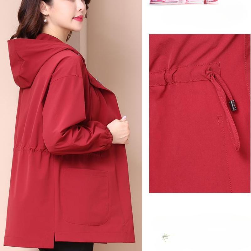Women's Short Trench Coat for Spring and Autumn Korean Style Loose Versatile Slimming Hooded Outerwear