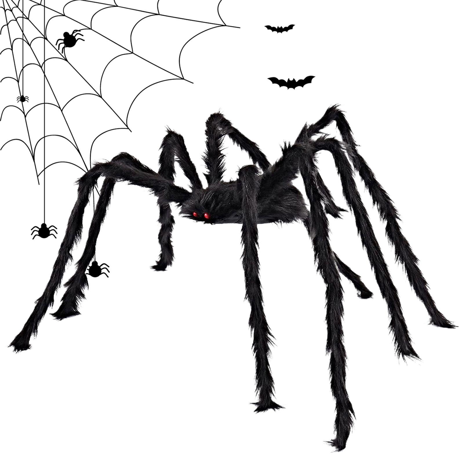 Giant Spider 78.7 Inch Spider Halloween Decor Hairy Creepy Props for Festival Garden Lawn Patio Door Haunted House Porch nero