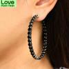 60Mm Punk Hoop Earrings Gold Color Plated Brown For Women Rhinestone Circle Hip Hop Big Hoop Earrings Set Stylish Trendy Style JewelryPunk Jewelry