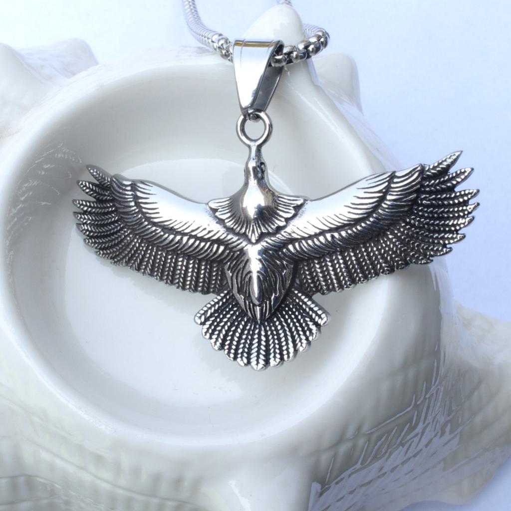 Hip Hop Rock Wisior Leciwy Orzeł Naszyjnik Dla Kobiet Mężczyzn Vintage Miedziany Kolor Stal Nierdzewna Łańcuszek Punkowa Biżuteria Szyjna Prezenty Dla Chłopców