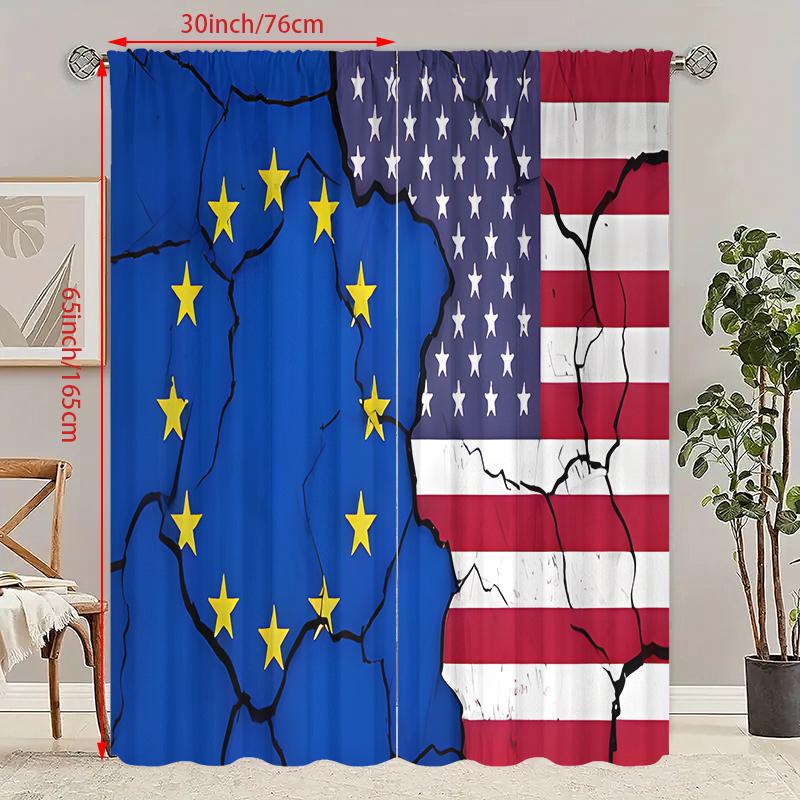 

2 шт. - Шторы с принтом флага - Материал полиэстер - подходит для спальни, гостиной, кабинета, личного пространства 30Wx65L(76x165CM)x2