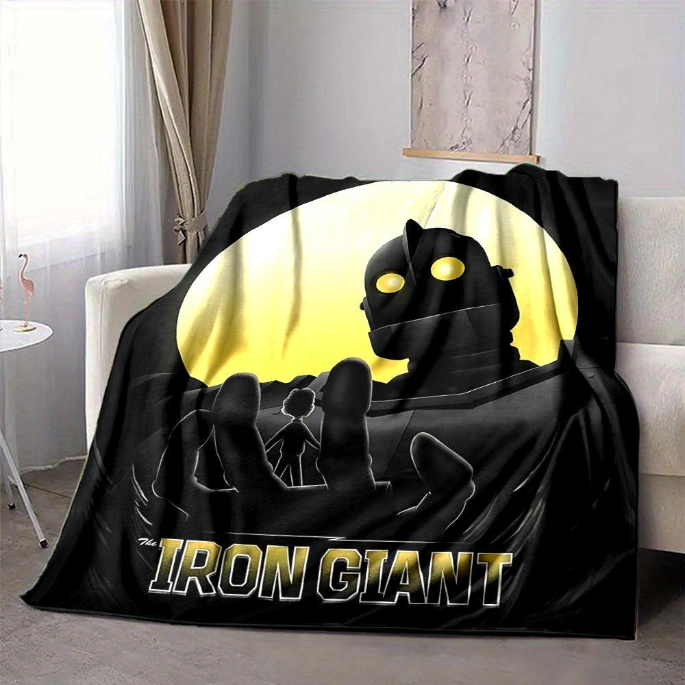 1pc Iron Giant Moon Flannel Throw Blanket Lightweight Soft Warm All Season Blanket for Sofa, Bed, Travel,L1029030 80x120cm